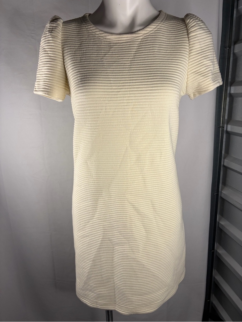Sail to Sable Cream Ribbed Short-Sleeve Shift